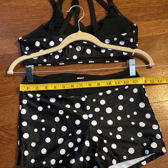 NWOT Yonique SM Black & White Polka Dot 3 Piece Tankini - Picture 14 of 16